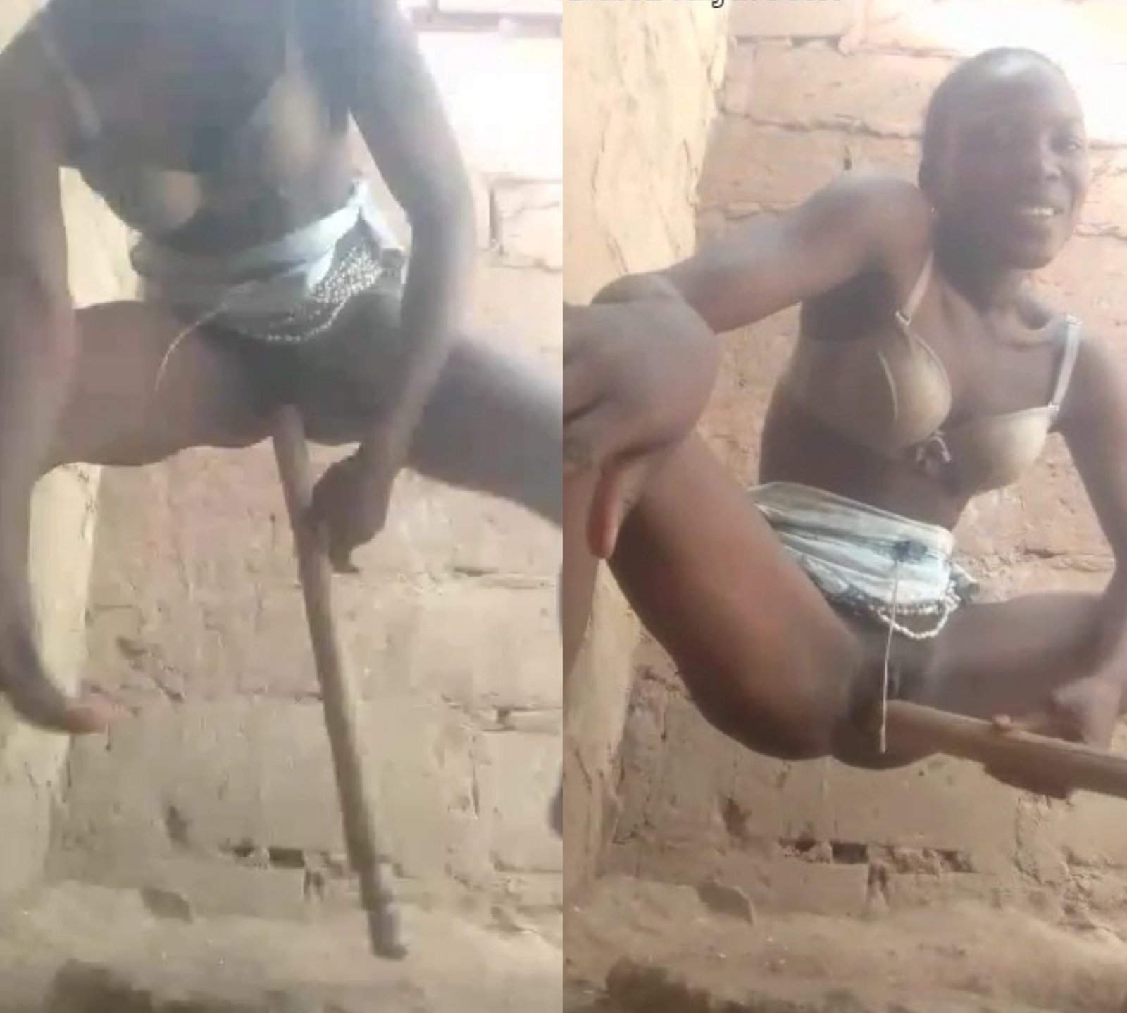 Arewa Girl using turning stick to satisfy herself