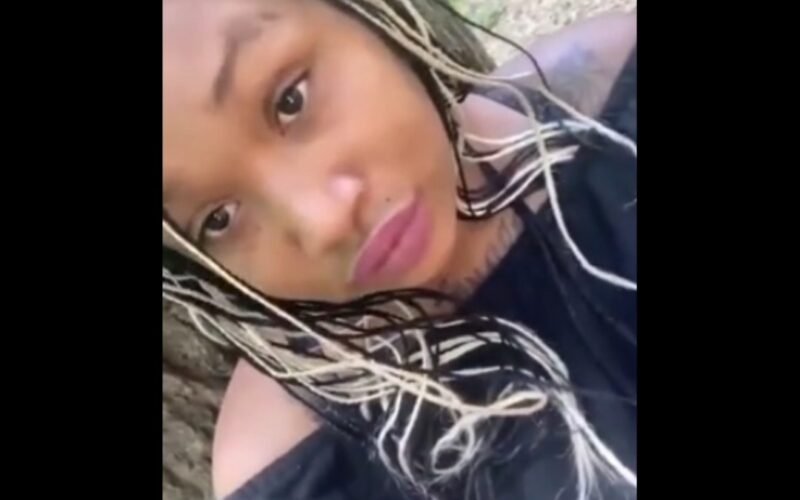 Beautiful lady masturbation in forest